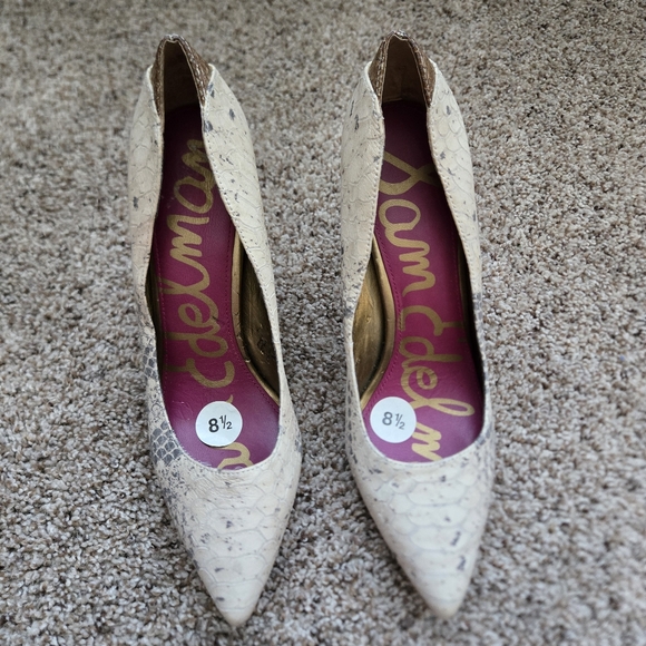 Sam Eldeman Snake Print Platform Womens  Heels Size 8.5 Leather - Picture 3 of 13